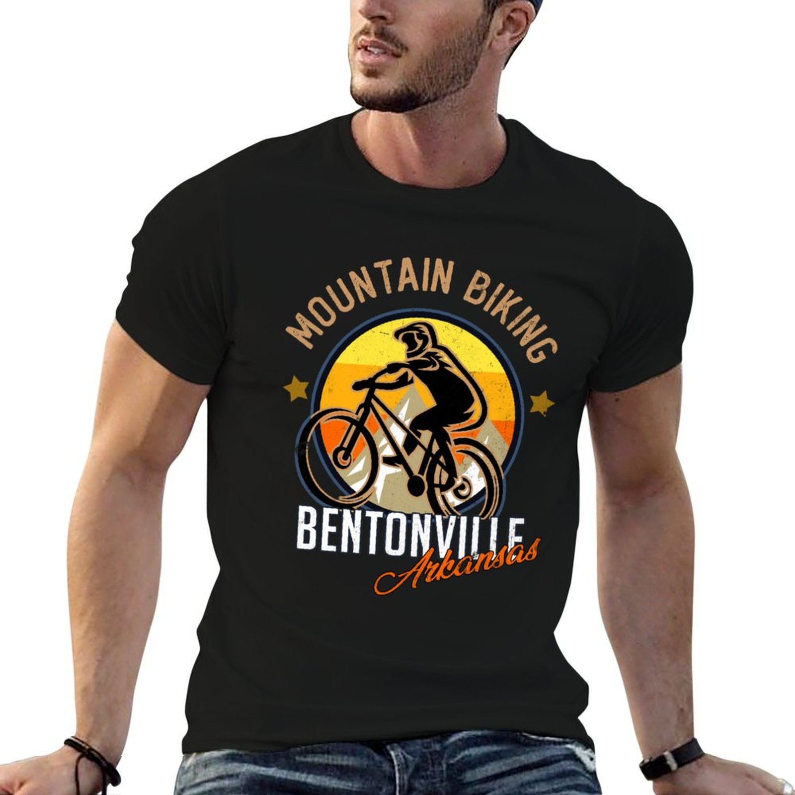 Mountain Biking In Arkansas - T-Shirt de cyclisme en montagne à