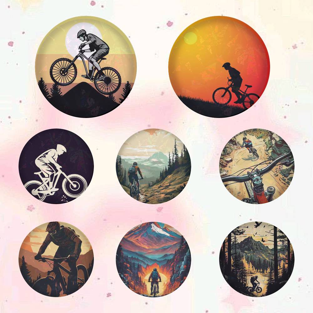 Mountain Biking In Japan - Broches rondes de dessin animé pour